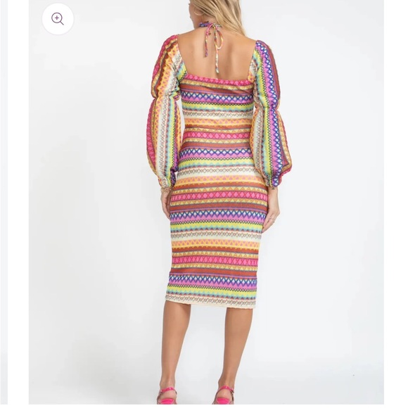 Vibrant Multicolor Long Sleeve Dress - Picture 9 of 9
